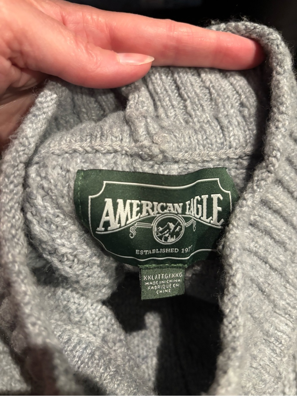 American Eagle Outfitters Women’s Grey Patchwork Cable Knit Sweater - Picture 2 of 2